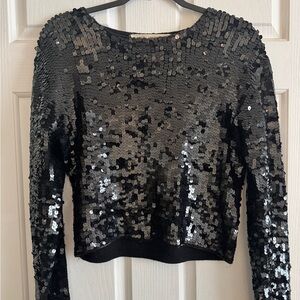 Vintage Cathy Hardwick Black Sequin Top – Size S